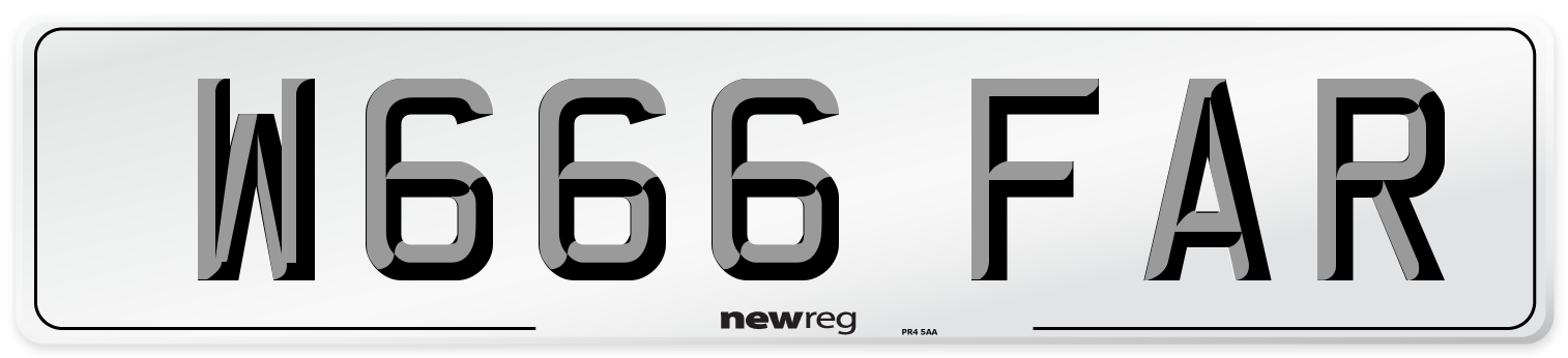 W666 FAR Number Plate from New Reg